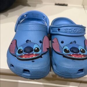 CROCS Kids Blue Clog Sandals with Stitch Face